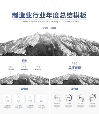 灰色简约年度总结PPT模板