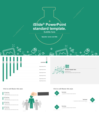 绿色简约扁平化商务通用PPT模板