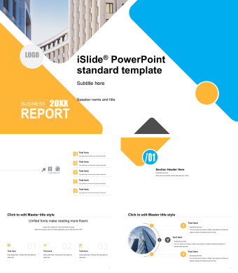 英文黄灰简约商务总结PPT模板