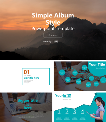 蓝色简约风工作总结模板
