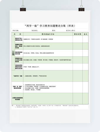 问题整改清单模板