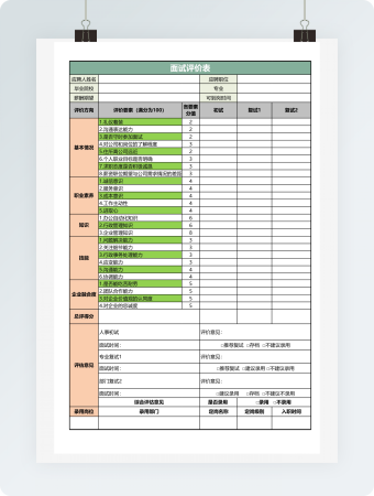 行政类面试评价表excel