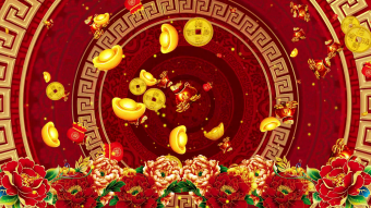 国潮风喜庆春节舞台背景