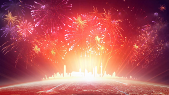 烟花城市背景视频