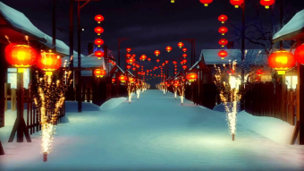 喜庆新年张灯结彩背景视频