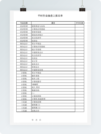 平时作业抽查上报名单