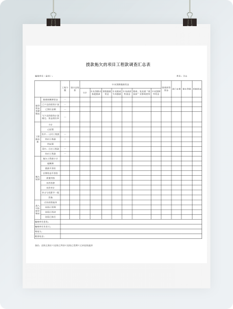 拨款拖欠的项目工程款调查汇总表模板