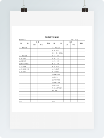 财务收支计划表模板