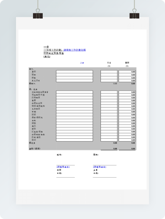 工作计划财务报表(样本)