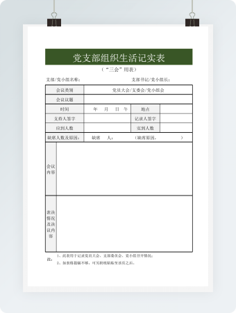 党支部组织生活记实表