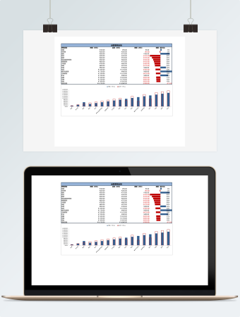 红蓝配色运营费用分析表excel模板