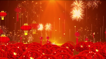 灯笼牡丹中国结喜庆春节活动背景视频