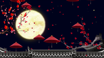 古风夜晚月光舞台背景视频