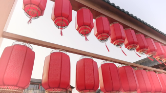 古建筑红灯笼实拍视频