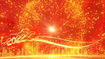 红金大气城市剪影虎年企业年会背景视频