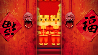 喜庆温暖新春虎年新年快乐开门红背景片头