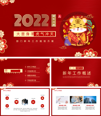 红色简约虎年主题市场营销PPT