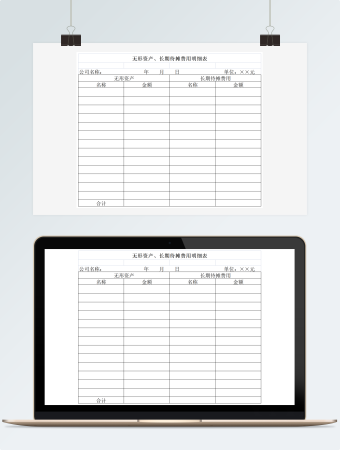 无形资产长期待摊费用明细表格