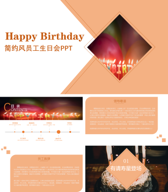 简约风员工生日会PPT