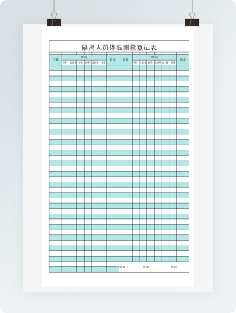 隔离人员体温测量登记表