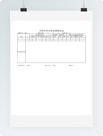 学校年终负债余额详细情况模板表格