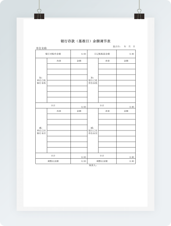 银行存款（基准日）余额调节表