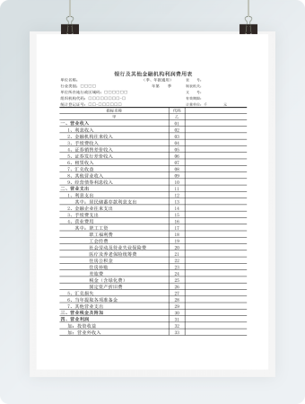 银行及其他金融机构利润费用表
