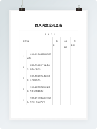 群众满意度调查表