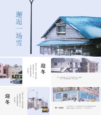白色简约风邂逅一场雪节日PPT模板