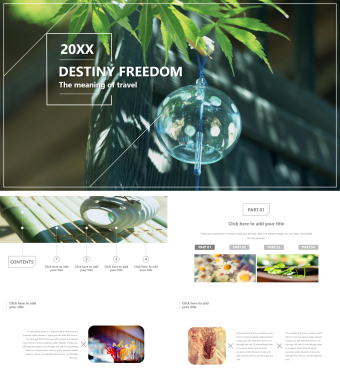 白色简约小清新旅游相册PPT通用模板