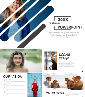 白色欧美时尚动感风相册PPT模板