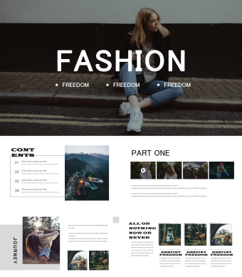 灰色简约文艺复古风时尚相册PPT通用模板