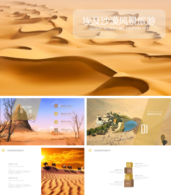 棕色简约埃及沙漠风景旅游PPT模板