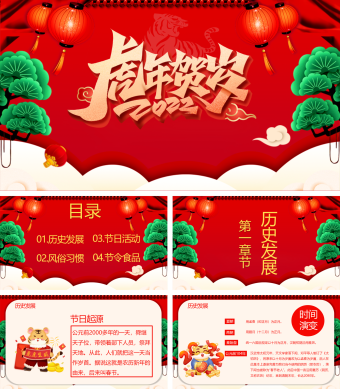 红色喜庆虎年贺岁春节传统文化介绍