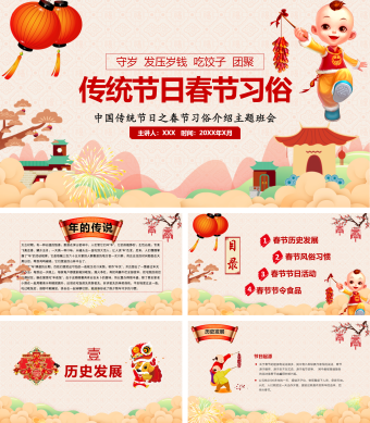 中国传统节日之春节习俗介绍主题班会PPT