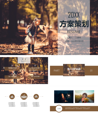 棕灰色简约方案策划PPT模板