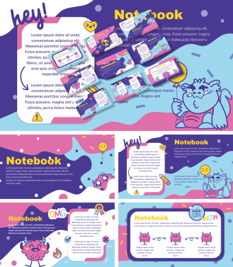 粉蓝流体几何卡通风梦幻ppt模板