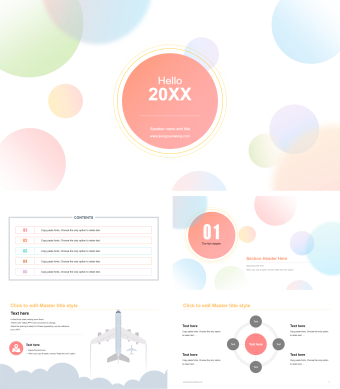 马卡龙色简约通用PPT模板