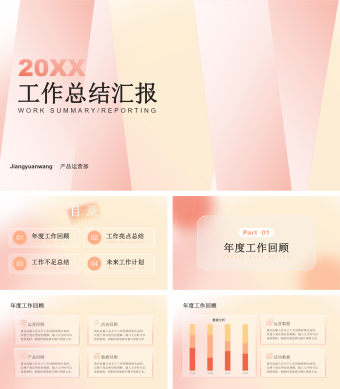 红黄双色简约风工作总结汇报PPT模板