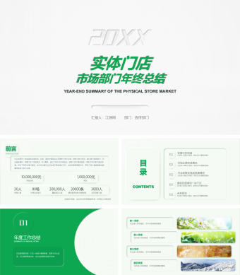 绿色简约风市场部门年终总结PPT模板