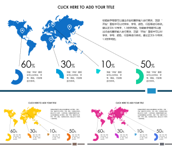 蓝红黄世界情况比例分析PPT模板