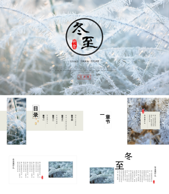 蓝色画册风冬至传统节日PPT模板