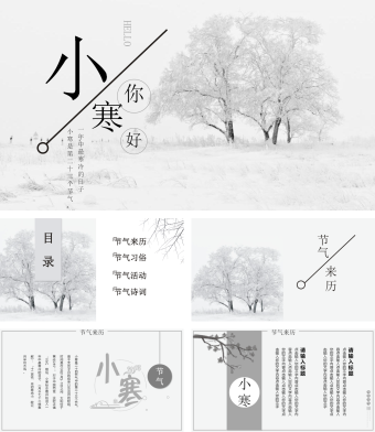 黑白中国风二十四节气之小寒介绍主题班会PPT模板