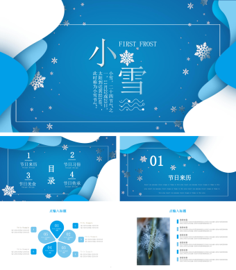 蓝色简约风小雪介绍PPT模板