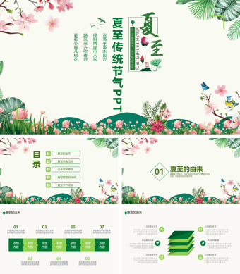 绿色清新夏至传统节气动态PPT