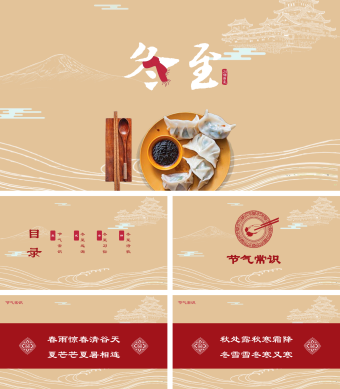 棕色简约风冬至节气PPT模板