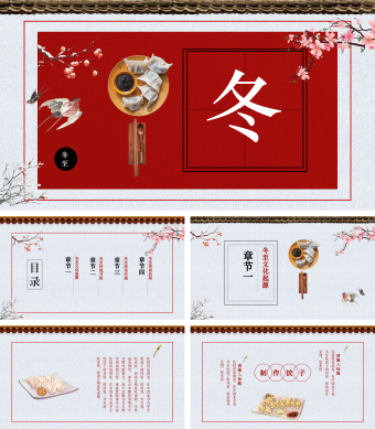 红色简约风冬至传统节气PPT