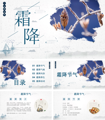 蓝色简约风霜降PPT模板