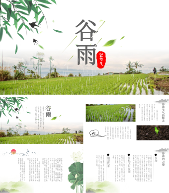 绿色简约风谷雨24节气ppt模板