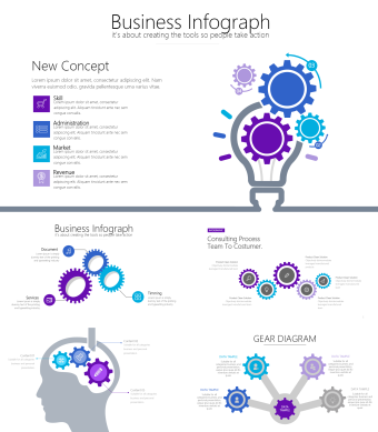 白色简约精美实用联动关系ppt图表